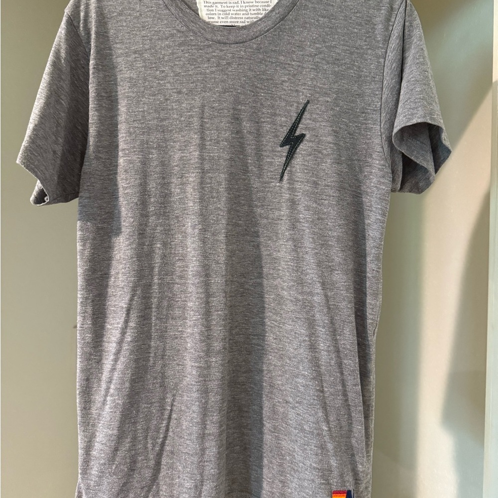Aviator Nation Gray Tee with Lightning Bolt